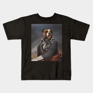 Oil Painting Soldier Dog Portrait Kids T-Shirt